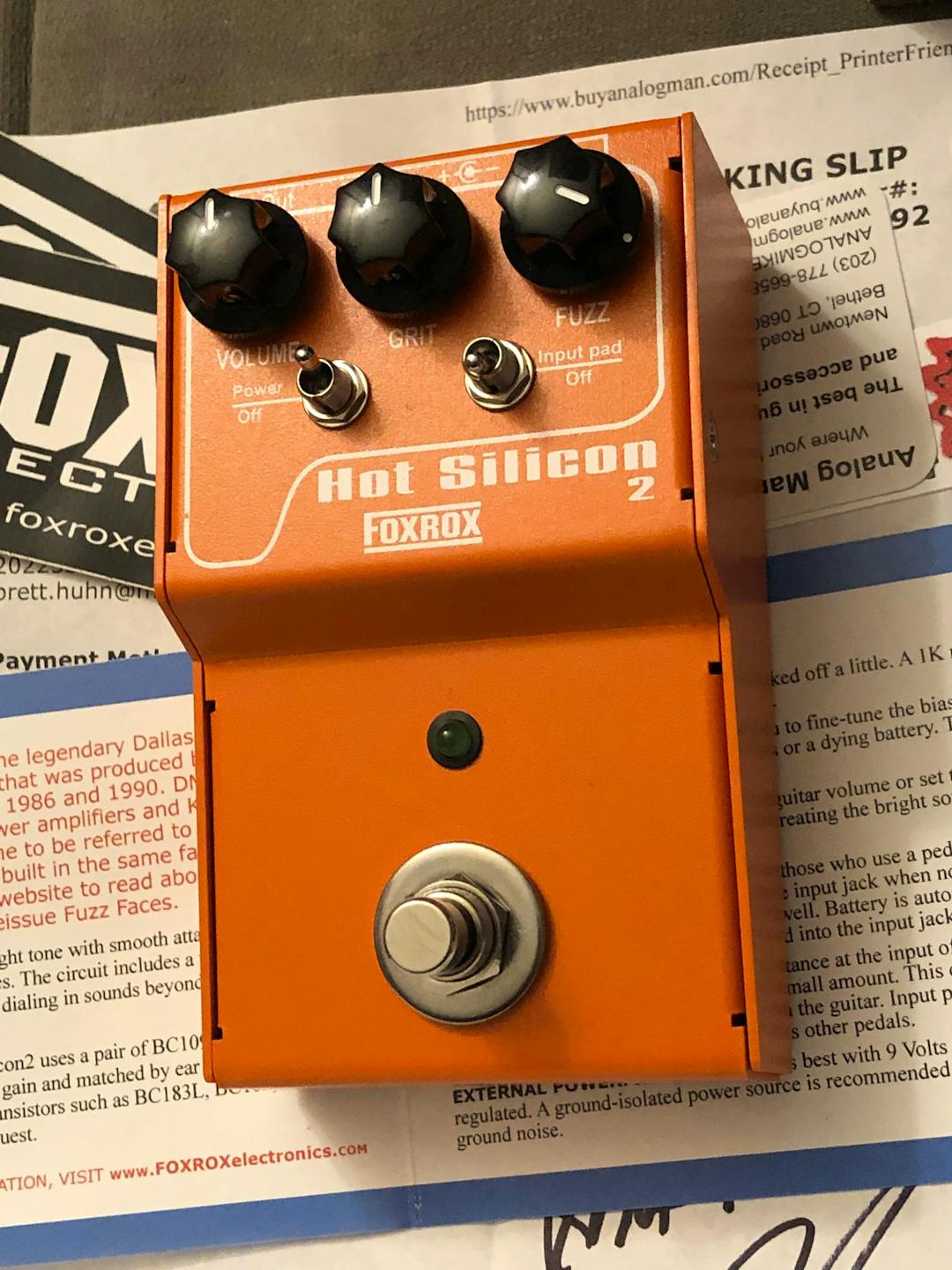 Hot Silicon Fuzz Guitar Pedal By Foxrox Electronics